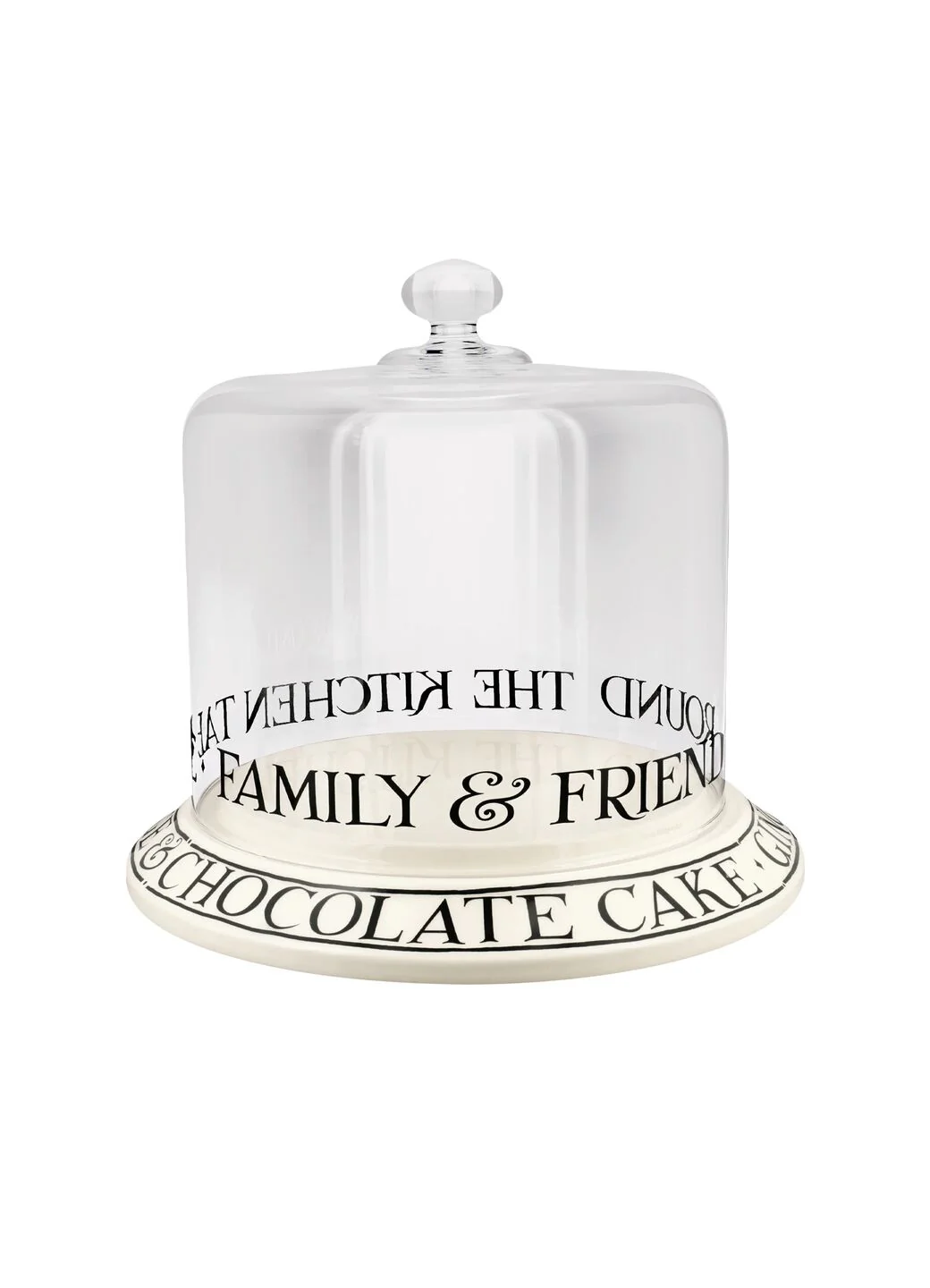Black Toast Crystal Glass Cake Dome With Pottery Stand - Image 2