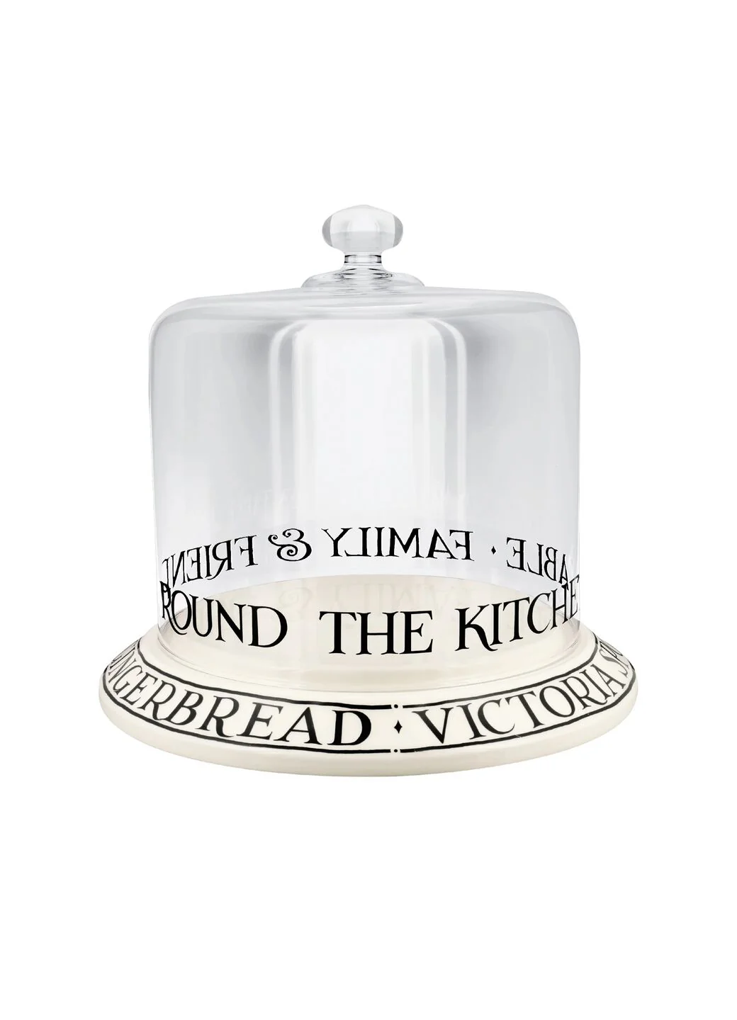 Black Toast Crystal Glass Cake Dome With Pottery Stand - Image 3