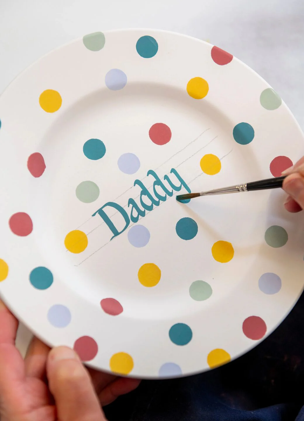 Personalised Polka Dot Medium Dinner Plate, 8.5 Inch - Image 2