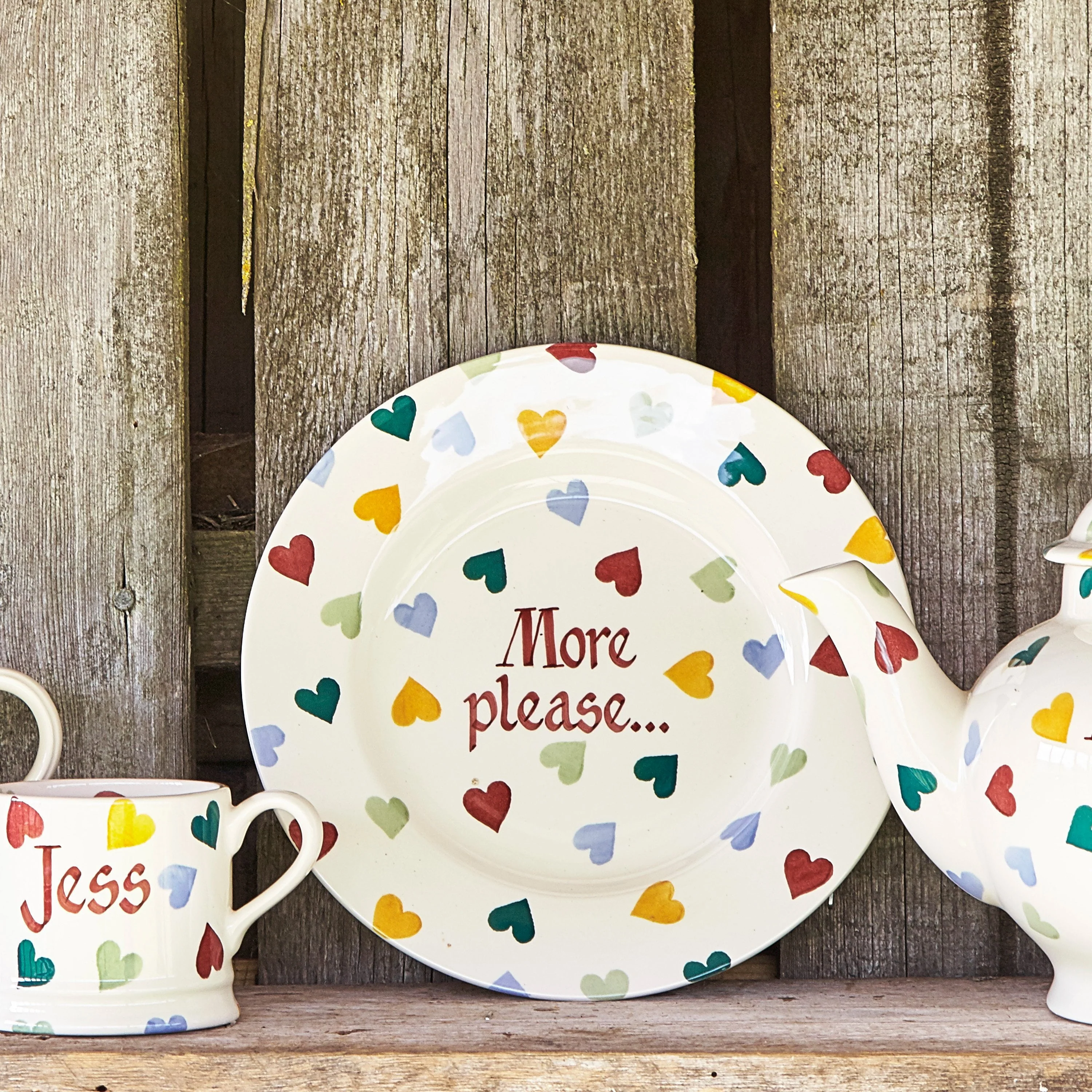 Personalised Polka Hearts Medium Dinner Plate, 8.5 Inch - Image 2