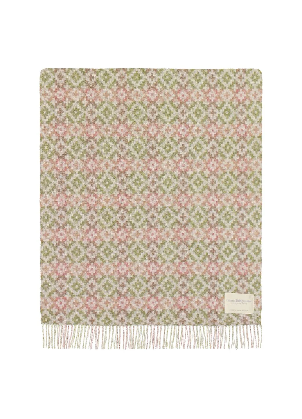 Pink & Green Patterned Wool Throw 140cm X 185cm - Image 3