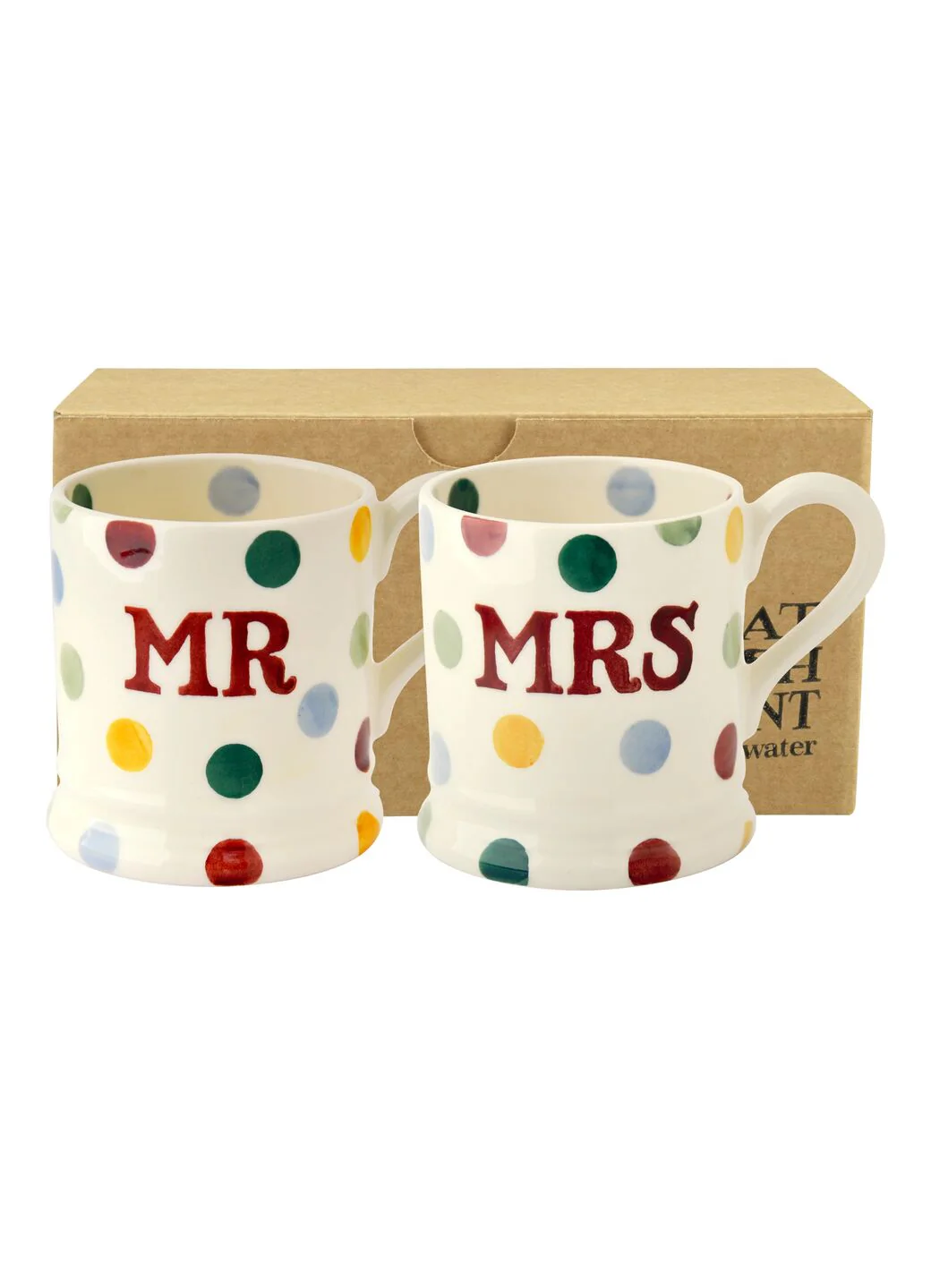 Polka Dot 'Mr & Mrs' Set of 2 1/2 Pint Mugs Boxed - Image 2