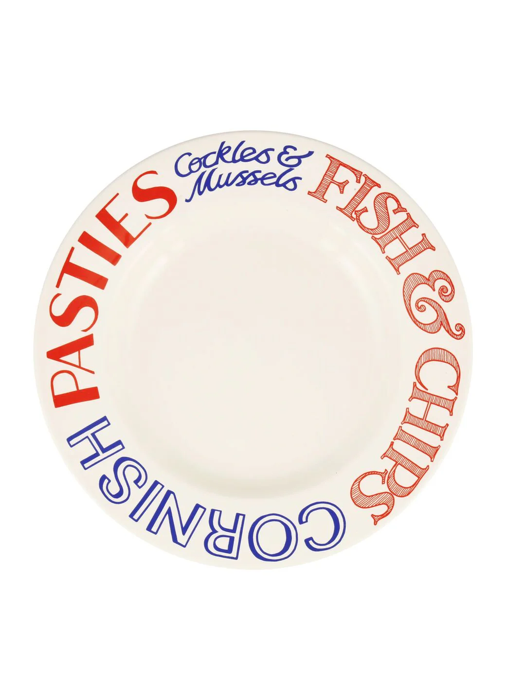 Red & Blue Toast Fish & Chips Large Dinner Plate, 10.5 Inch - Image 2