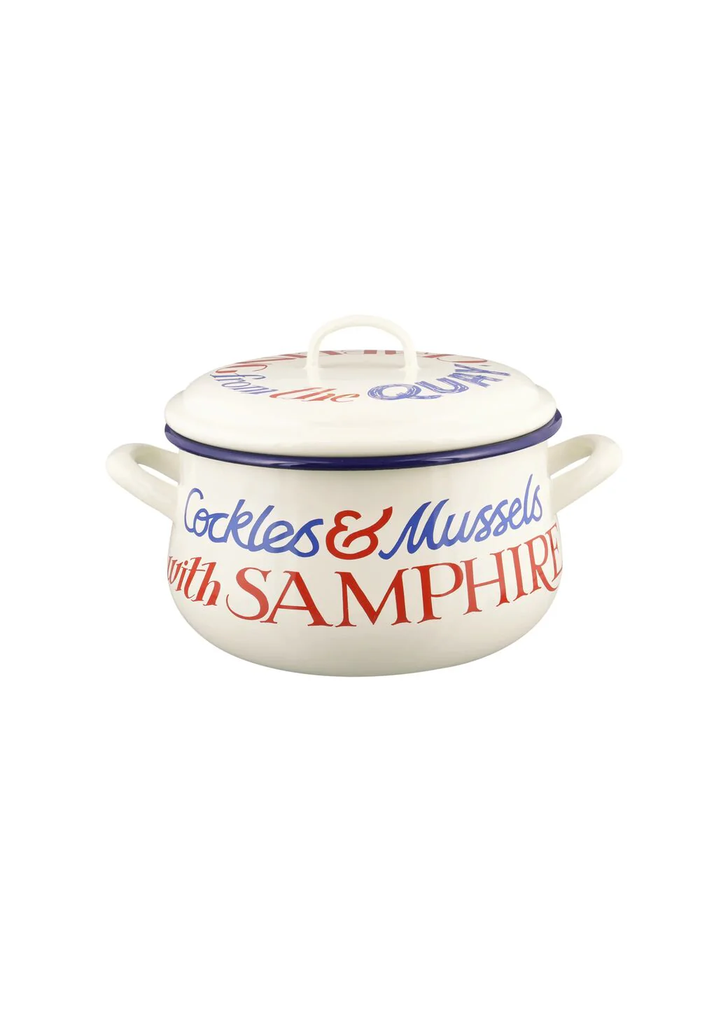 Red & Blue Toast Medium Enamel Cooking Pot - Image 3